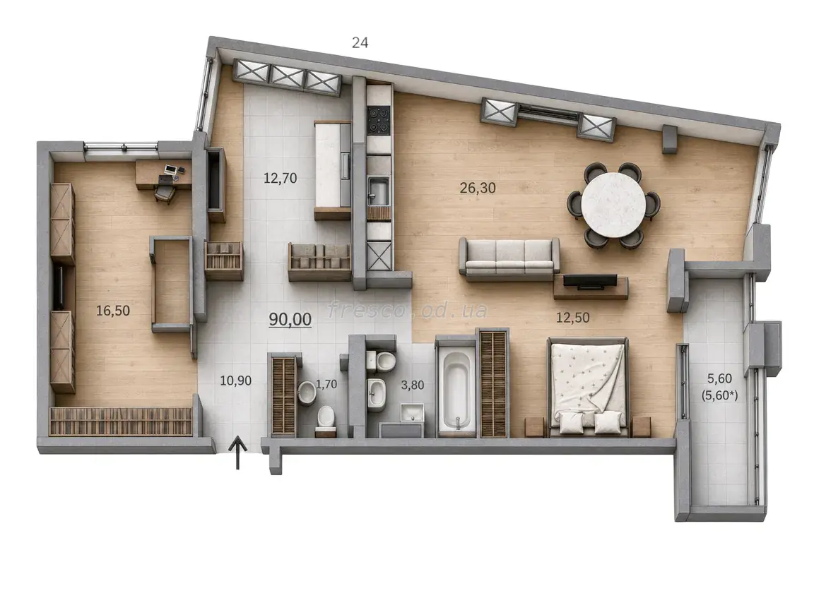 3-room apartment · 90.0 m² · Tairovo Gardens