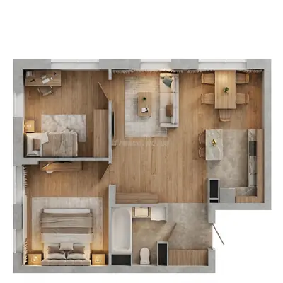 Двухкомнатная · 58.31 м² · ЖК Акварель 10