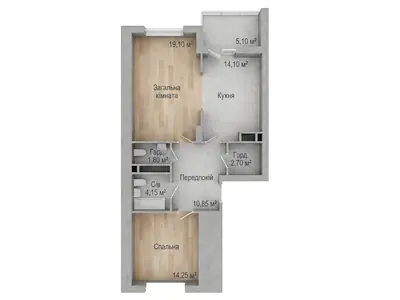 Двухкомнатная · 71.85 м² · ЖК Аврора