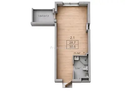 Студия · 30.7 м² · ЖК Бриз Марин