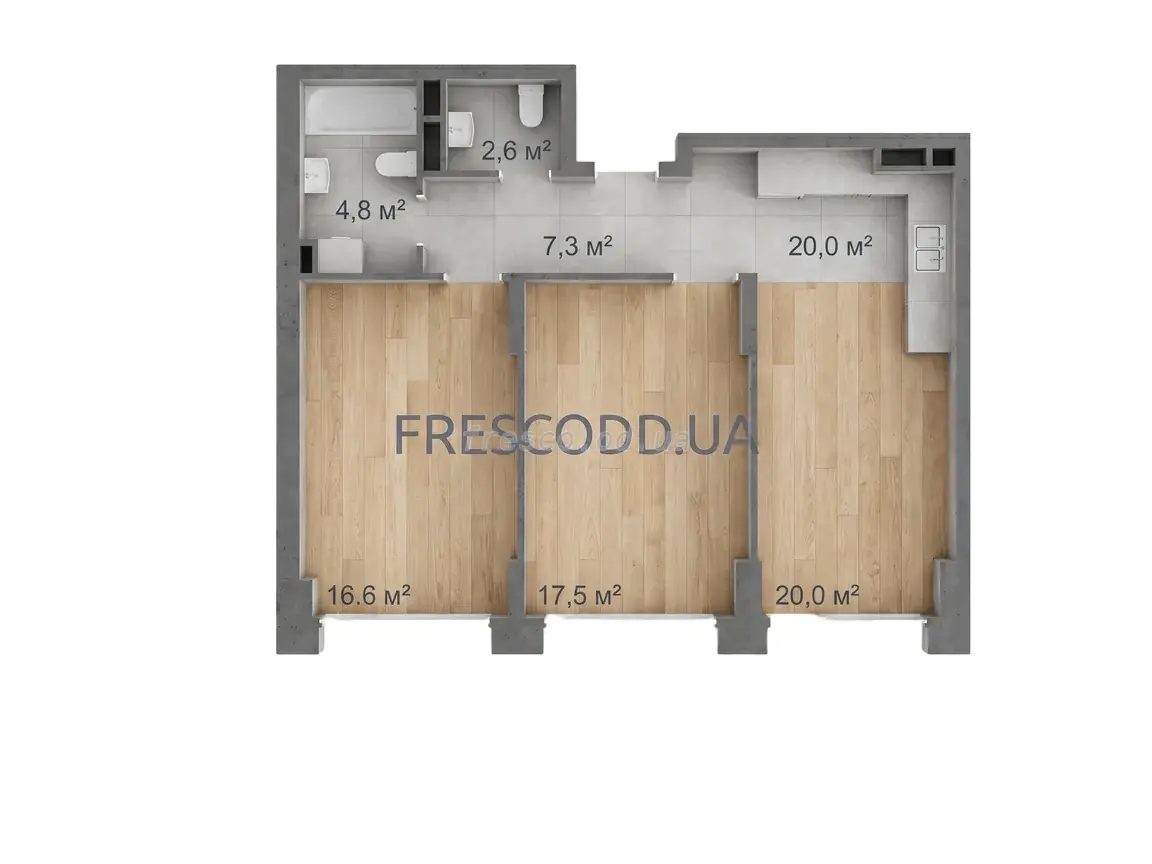 2-room apartment · 68.73 m² · Avtorsky Rayon