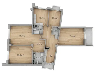 Двухкомнатная · 79.5 м² · ЖК Авторский район