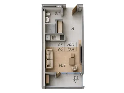 Студия · 20.9 м² · Best Resort Apartments