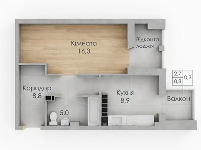 Однокомнатная · 41.8 м² · ЖК Гринвич Парк