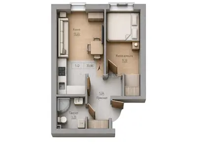 Однокомнатная · 30.96 м² · ЖК Кекс (Keks)