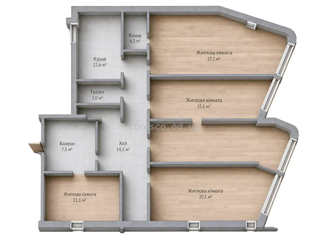 3-room apartment · 143.7 m² · Morskaya Simfoniya