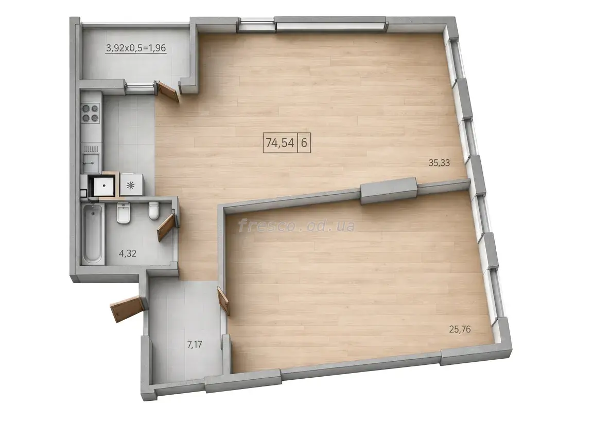2-room apartments · 74.17 m² · Times