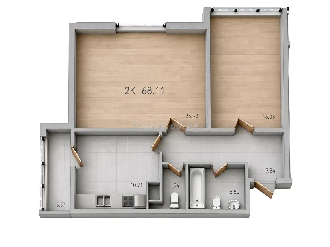 2-room apartment · 67.6 m² · 47 Pearl