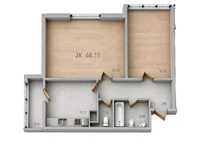 Двухкомнатная · 67.6 м² · ЖК 47 Жемчужина