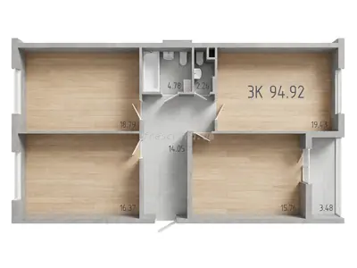 Трёхкомнатная · 97.2 м² · ЖК 47 Жемчужина