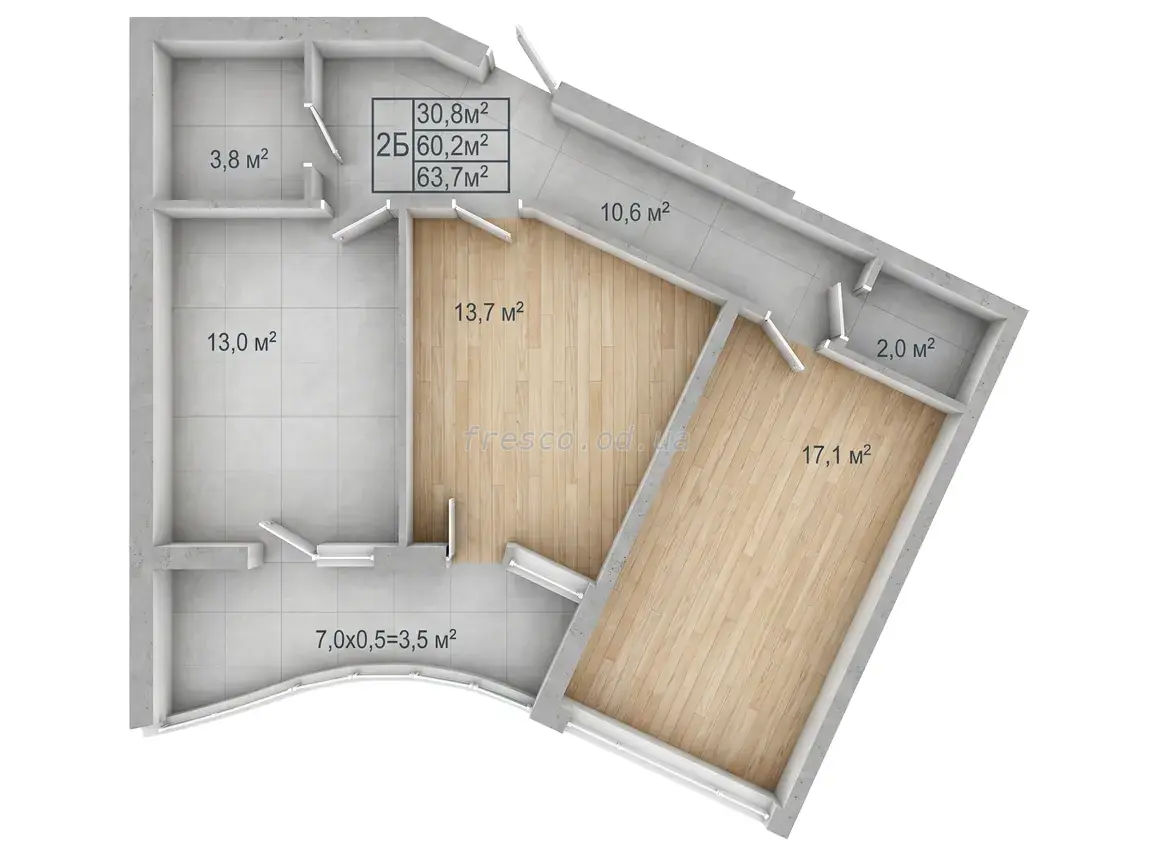2-room apartment · 69.45 m² · Aquamarine