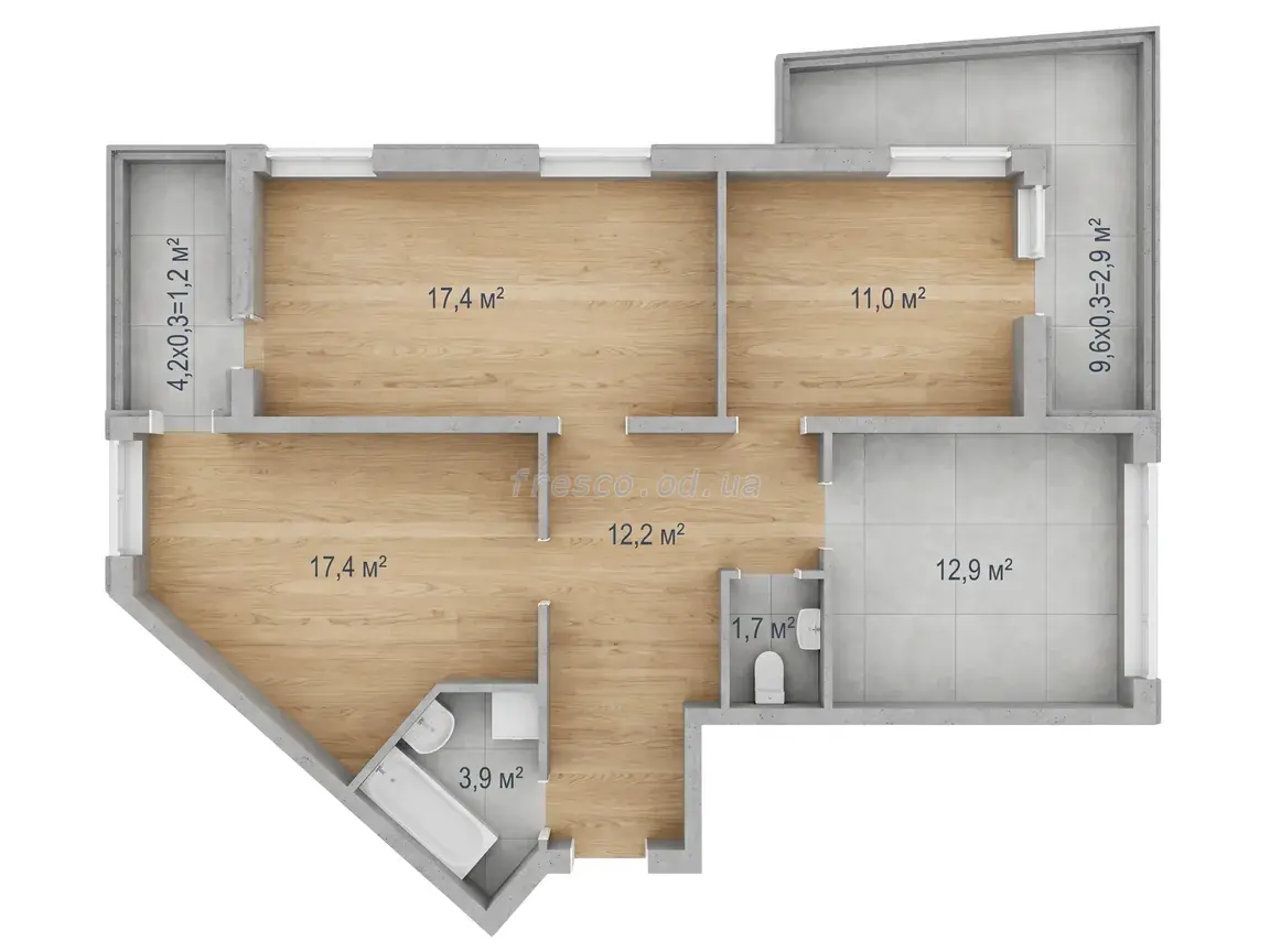 3-room apartment · 79.8 m² · Aquamarine