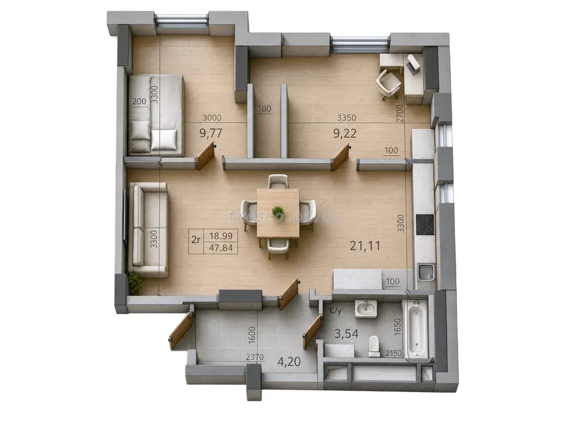 2-room apartment · 49.16 m² · ArtVille
