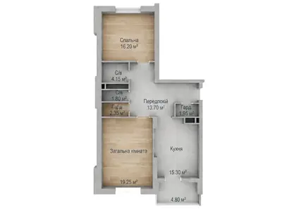 Двухкомнатная · 77.65 м² · ЖК Аврора