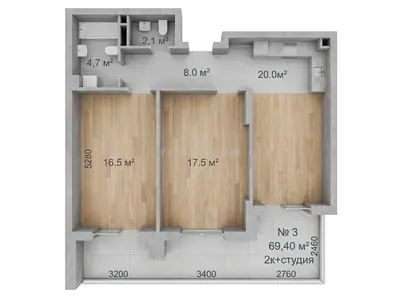 Двухкомнатная · 69.4 м² · ЖК Авторский район