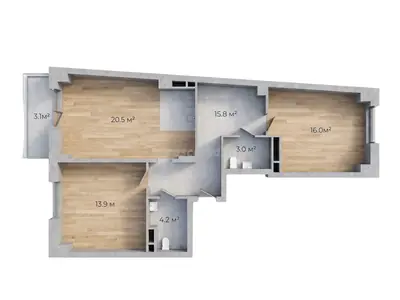 Двухкомнатная · 76.8 м² · ЖК Авторский район