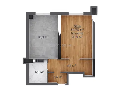 Однокомнатная · 54.7 м² · ЖК Авторский район
