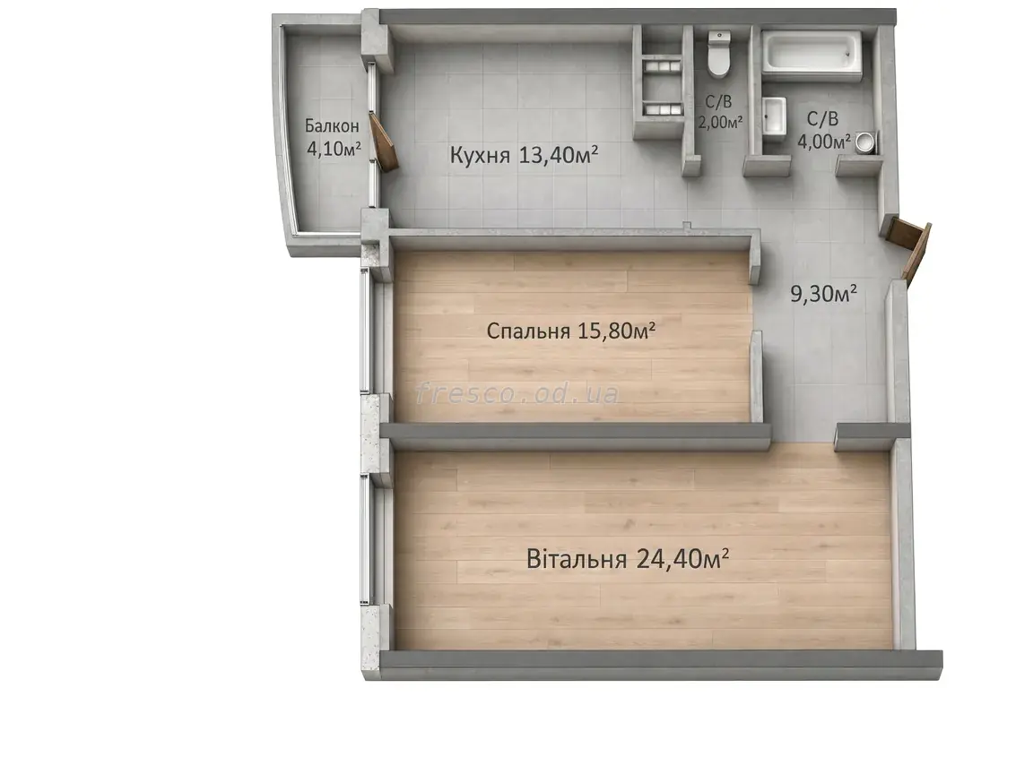 2-room apartment · 69.7 m² · Four Seasons