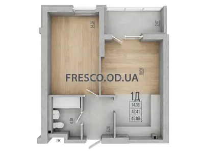 Однокомнатная · 45.95 м² · ЖК Дерби