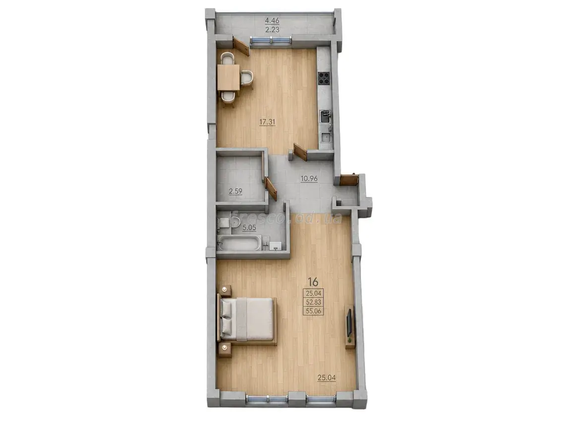1-room apartment · 65.06 m² · Pototsky House
