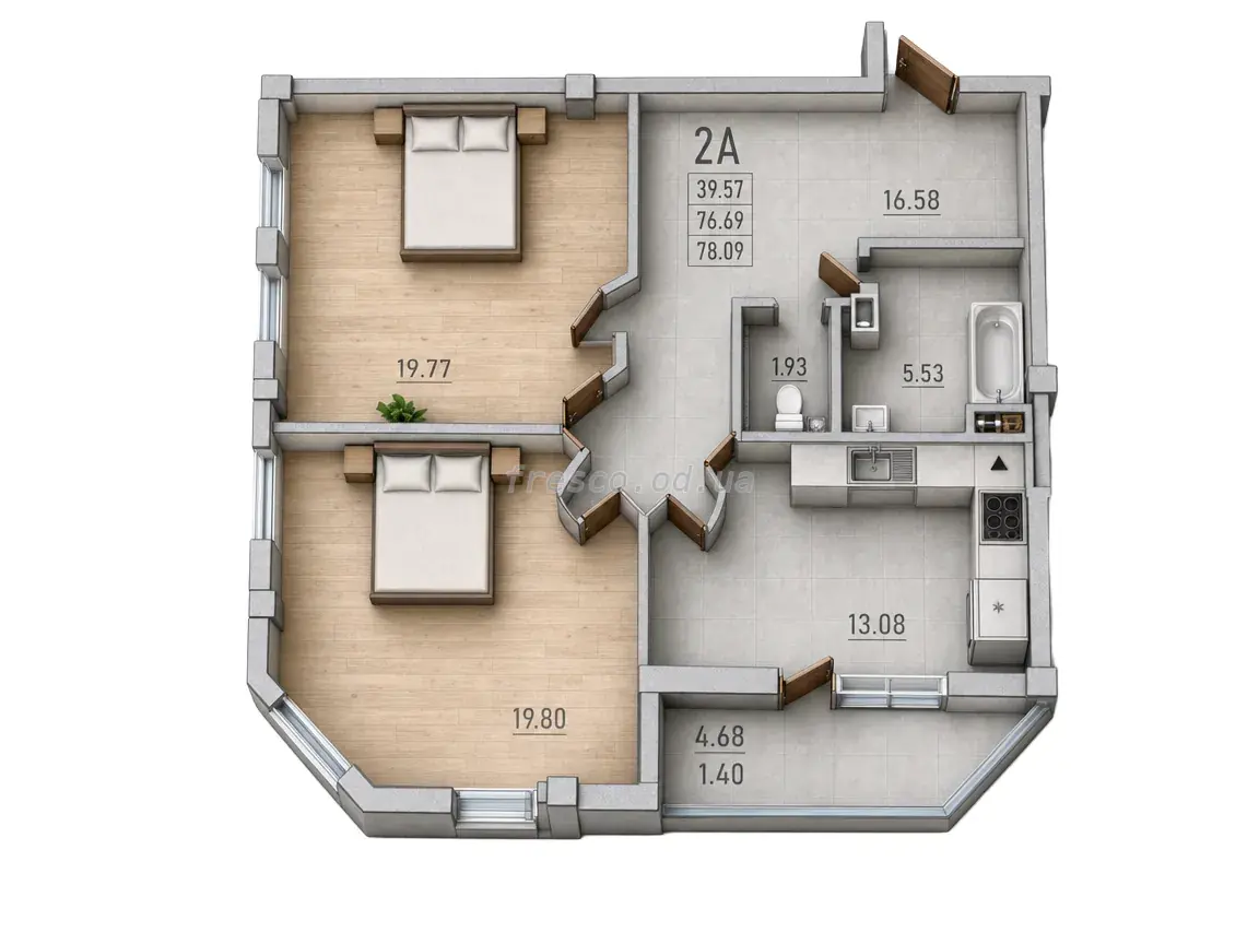 2-room apartment · 78.09 m² · Pototsky House