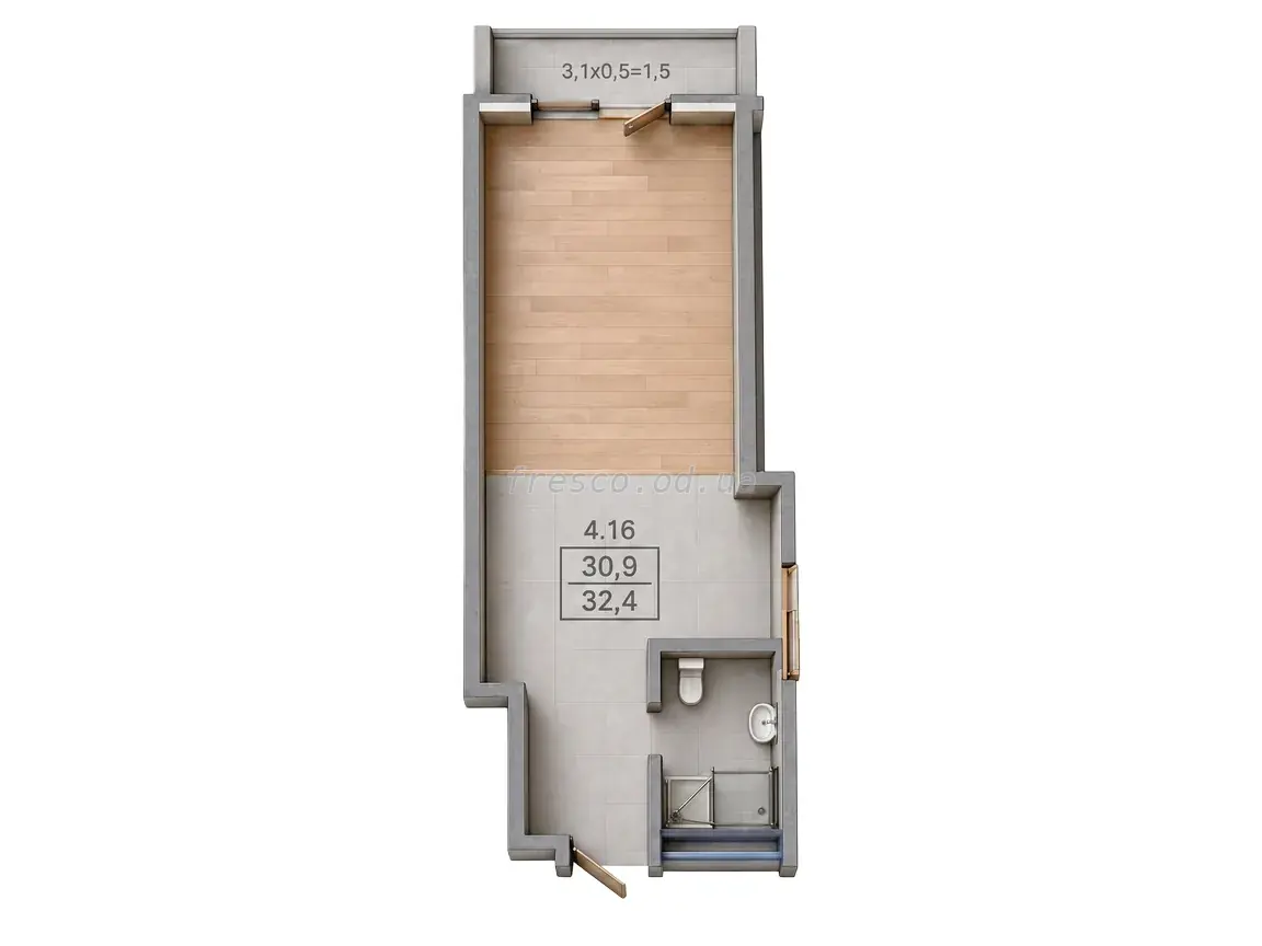 Studio · 32.4 m² · ELLADA