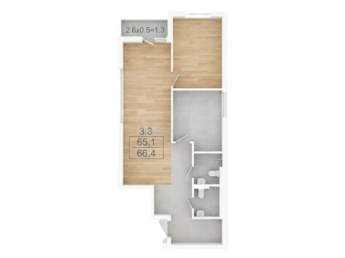 2-room apartment · 66.4 m² · ELLADA
