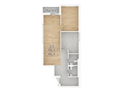 Двухкомнатная · 66.4 м² · ЖК ЭЛЛАДА