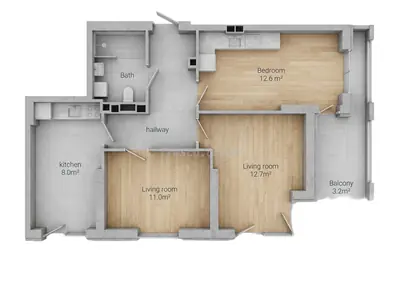 Трёхкомнатная · 70.6 м² · ЖК Голден Сити