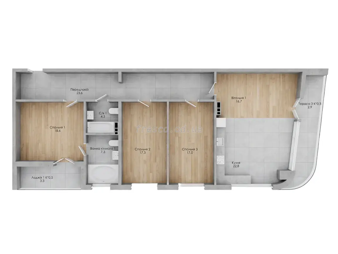 3-room apartments · 122.5 m² · Kandinsky Residence