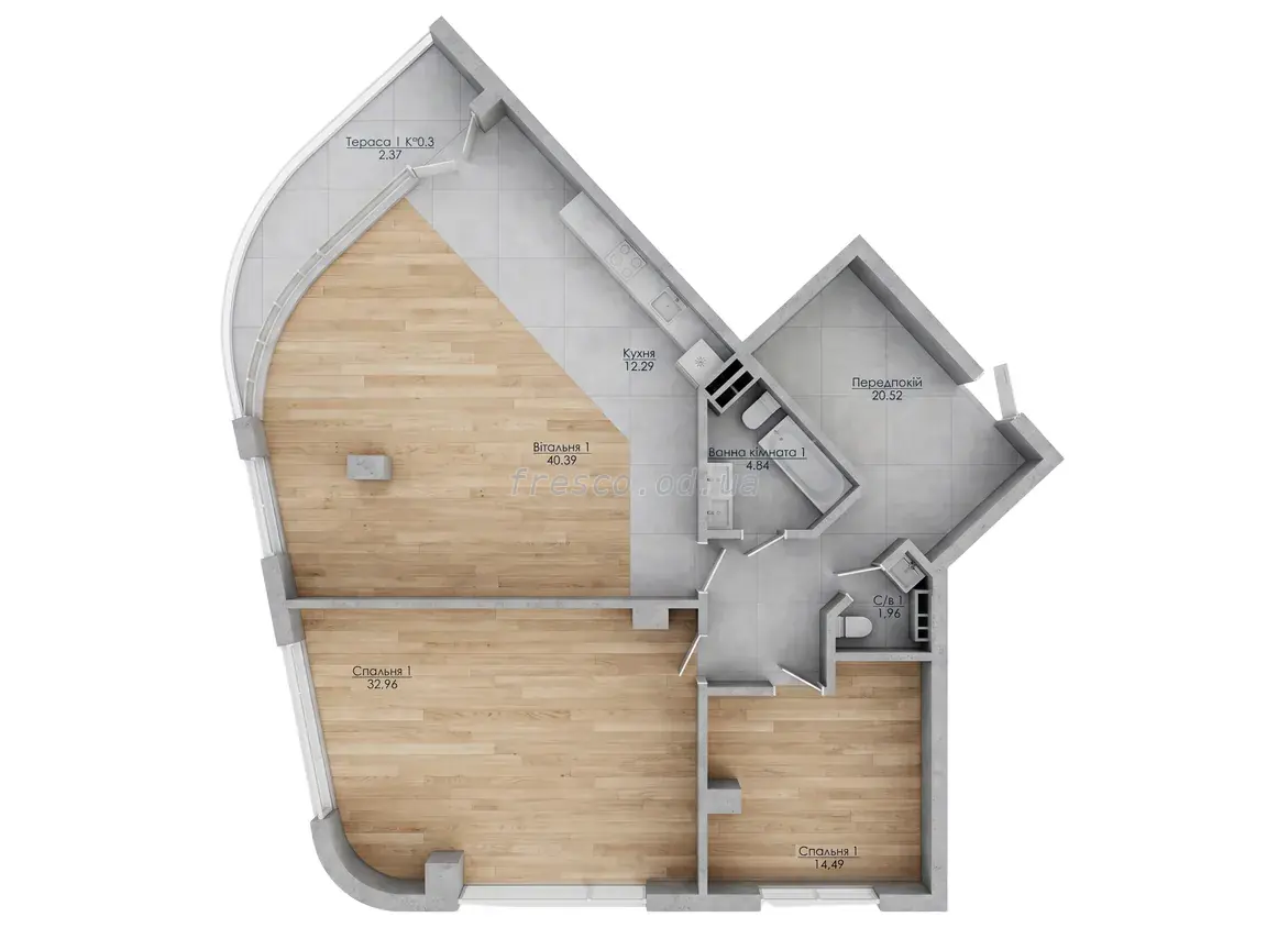 2-room apartments · 136.9 m² · Kandinsky Residence