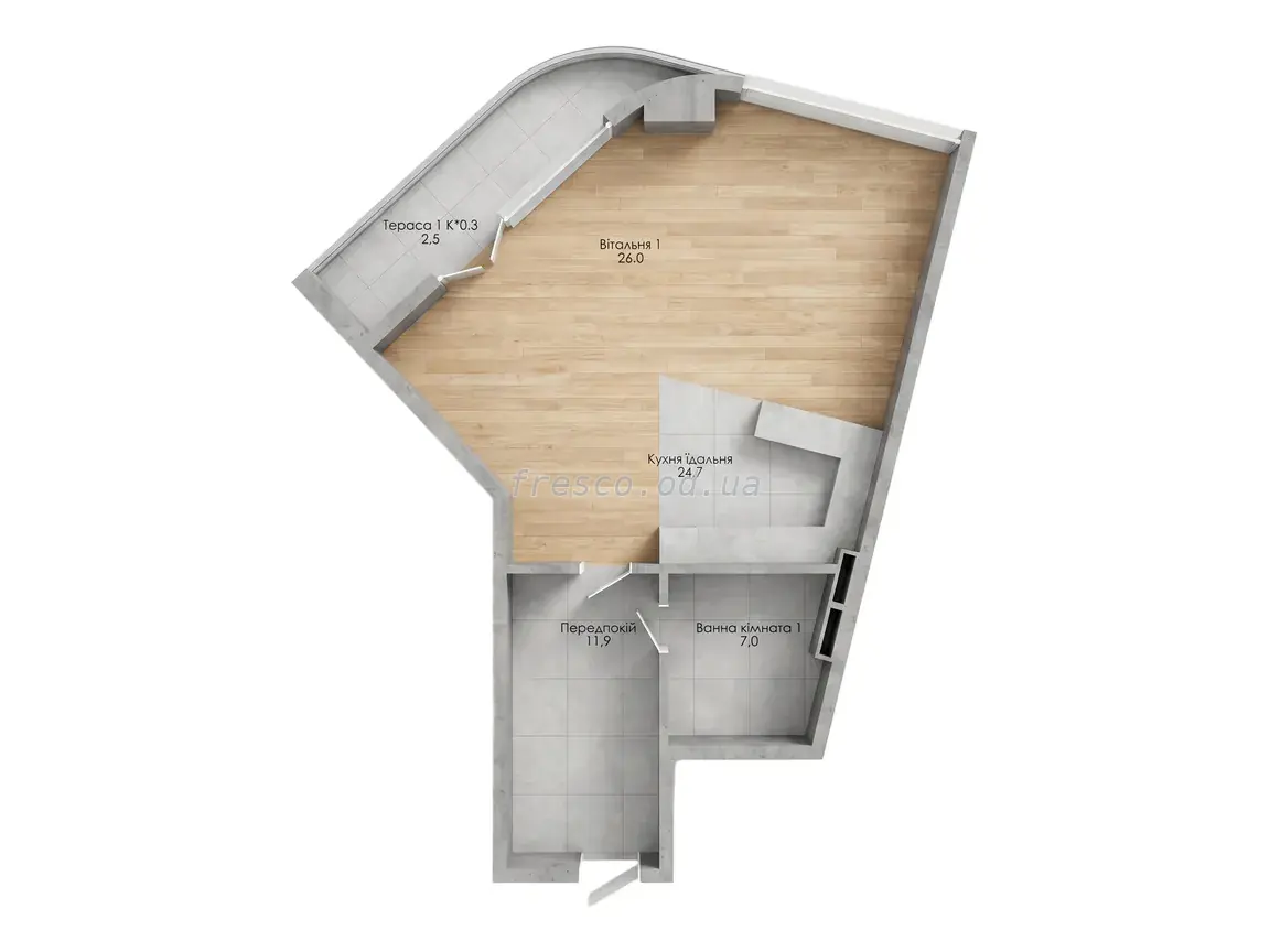 1-room apartments · 76.4 m² · Kandinsky Residence