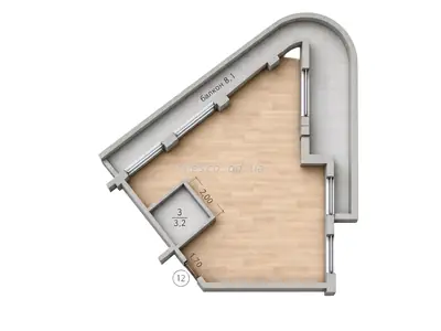 Двухкомнатная · 57.8 м² · ЖК Кристал Люкс