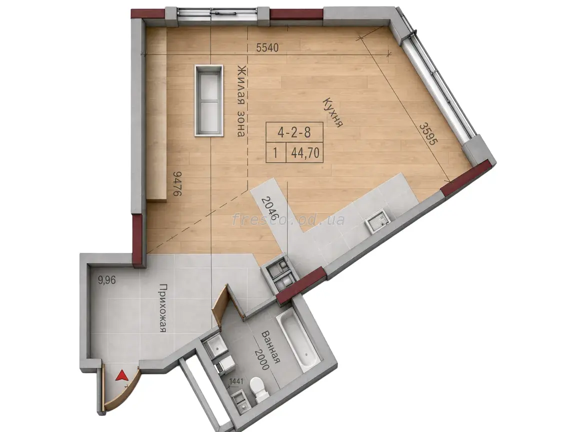 1-room apartment · 44.8 m² · MARINIST Residence