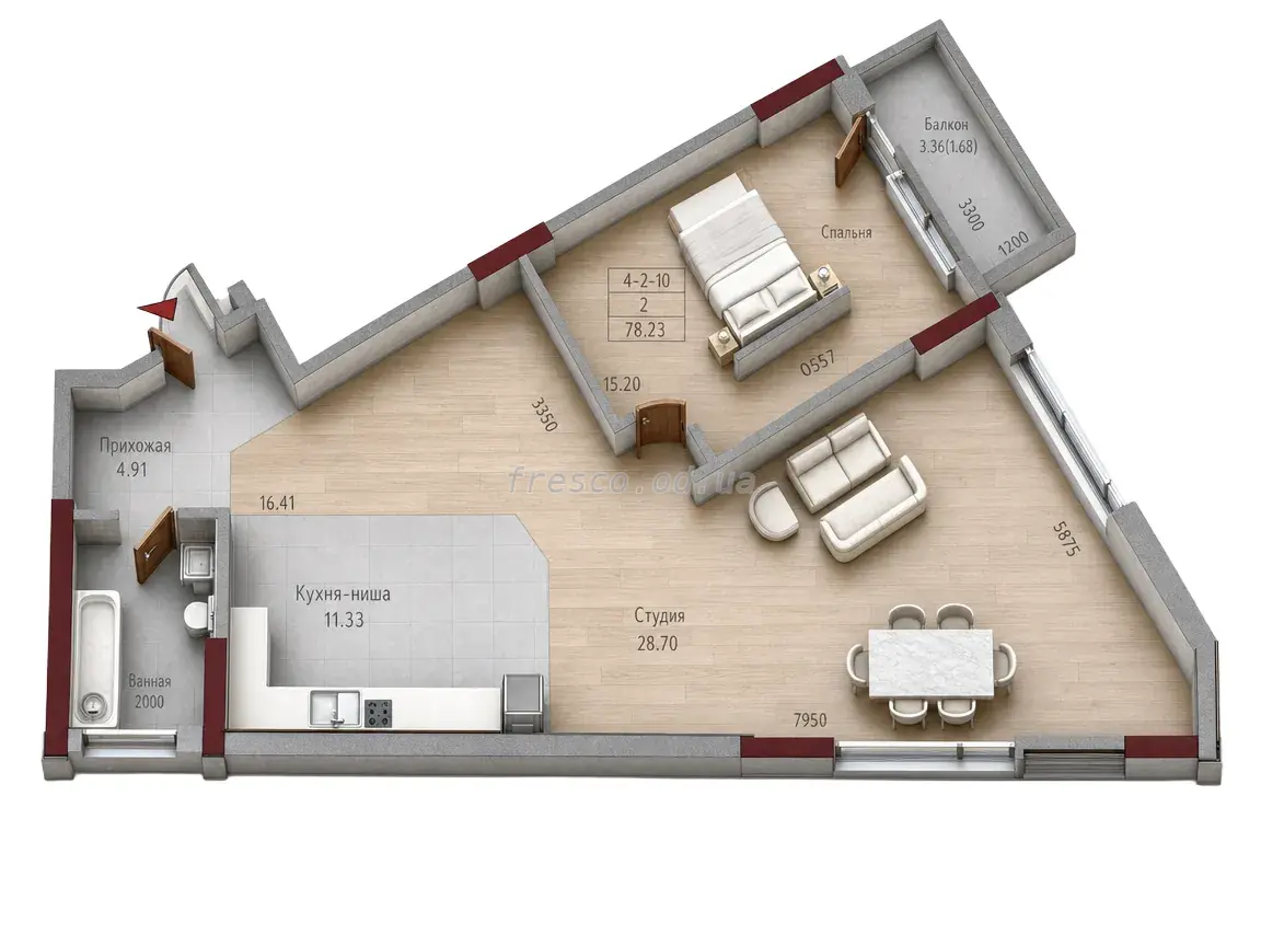 2-room apartment · 77.9 m² · MARINIST Residence