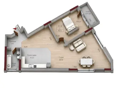 Двухкомнатная · 77.9 м² · ЖК MARINIST residence (Маринист Резиденс)