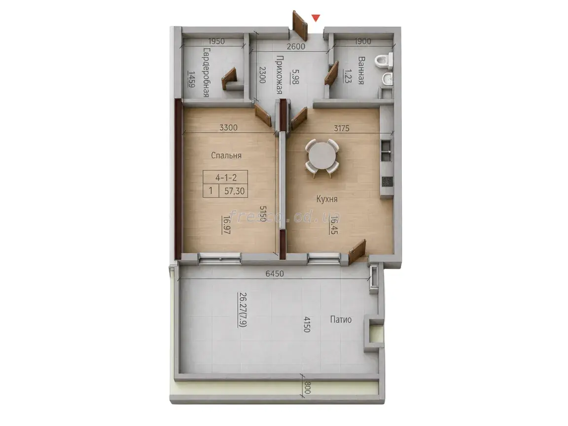 1-room apartment · 57.3 m² · MARINIST Residence
