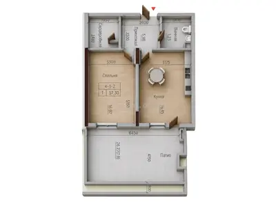 Однокомнатная · 57.3 м² · ЖК MARINIST residence (Маринист Резиденс)