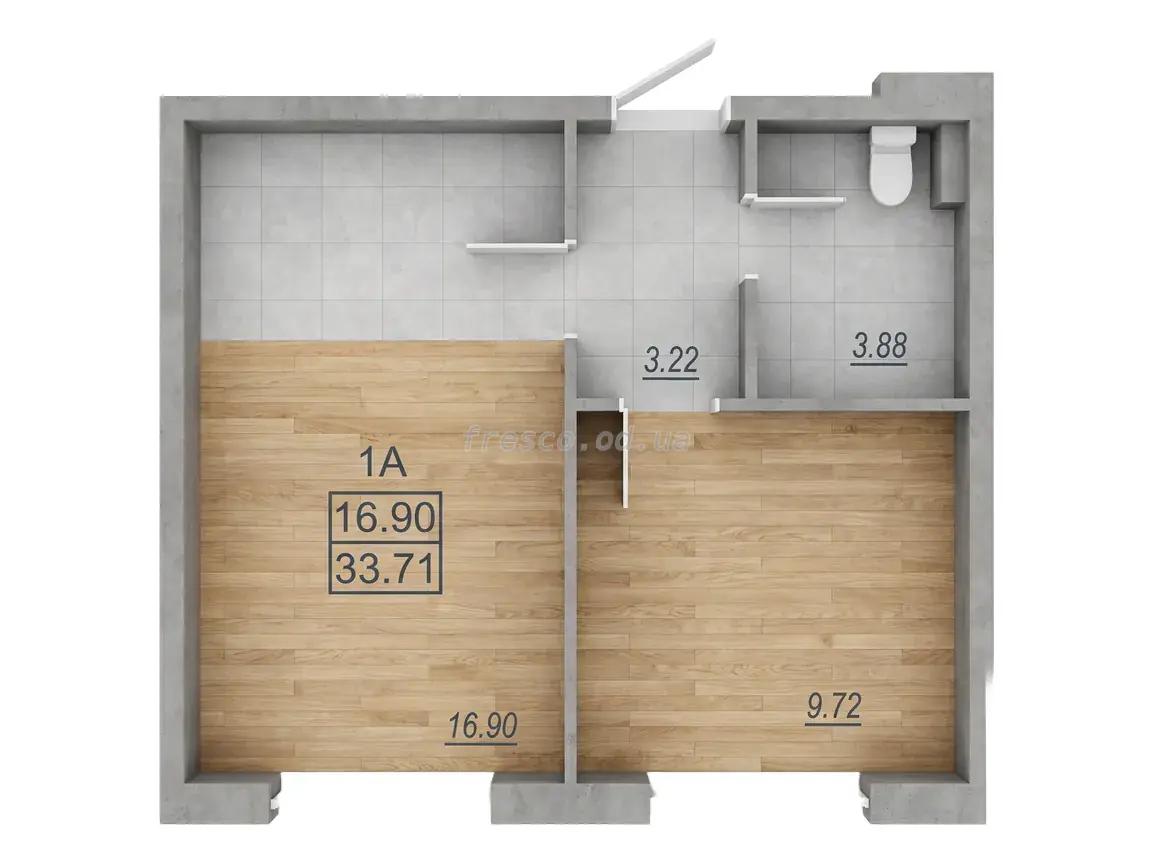 1-room apartment · 33.7 m² · MERIDIAN