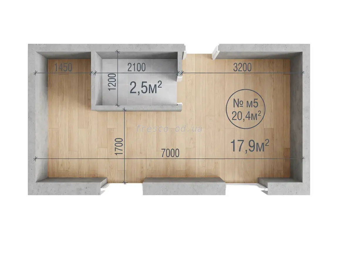 1-room apartment · 20.4 m² · on Stroitelnaya