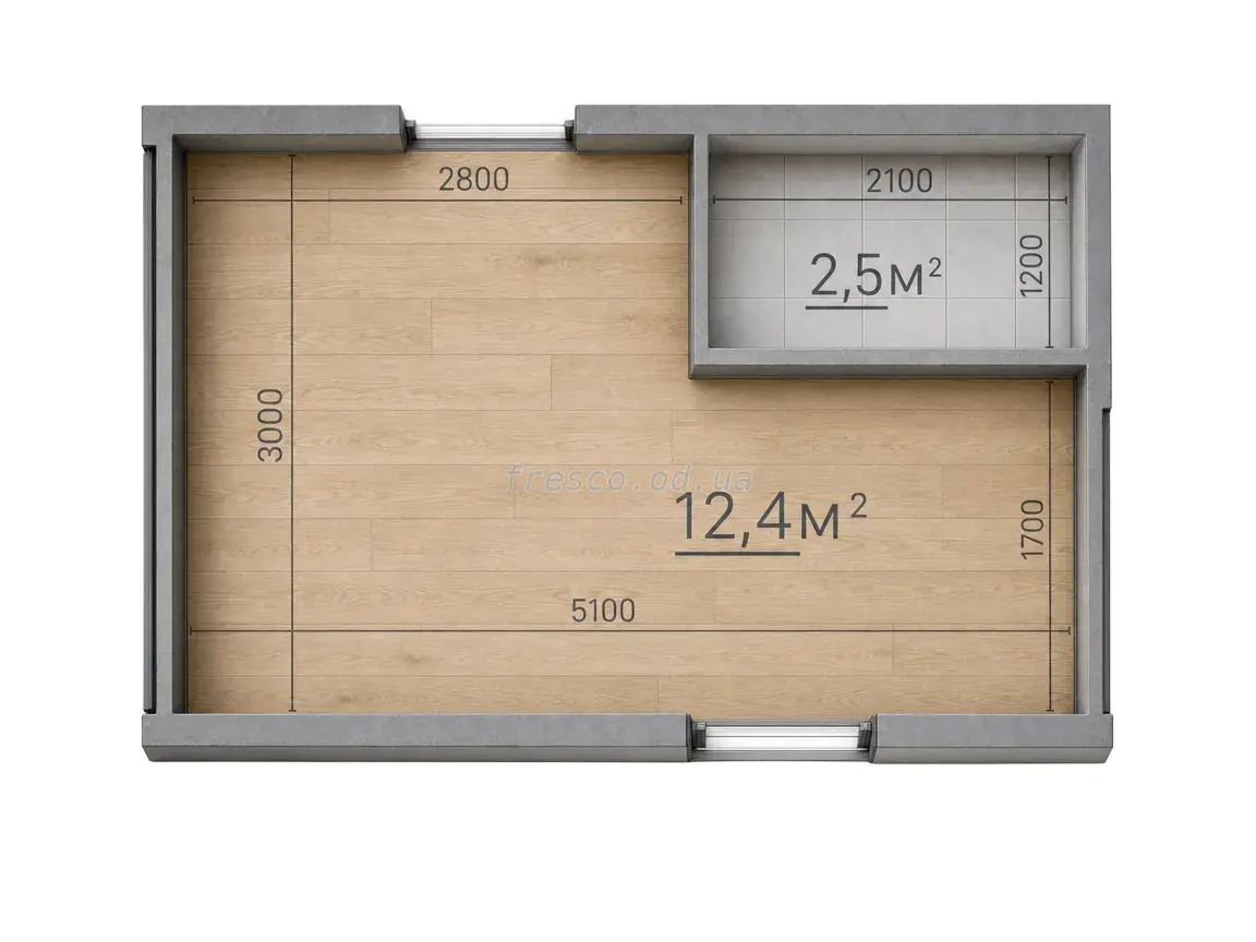 Studio · 14.9 m² · on Stroitelnaya
