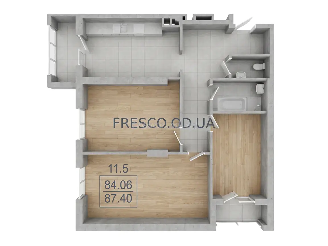 3-room apartment · 87.4 m² · Poseidon
