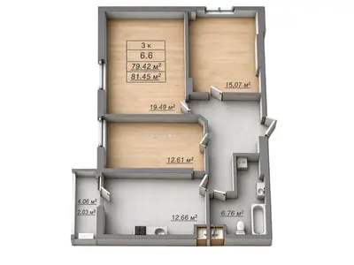 Трёхкомнатная · 82.8 м² · ЖК Посейдон