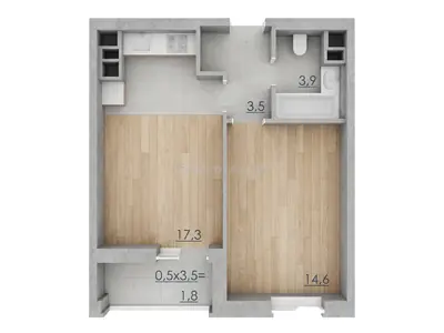 Однокомнатная · 41.1 м² · ЖК RealPark (Реал Парк)