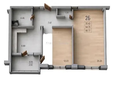 Двухкомнатная · 57.6 м² · ЖК Розенталь (RosenTal )