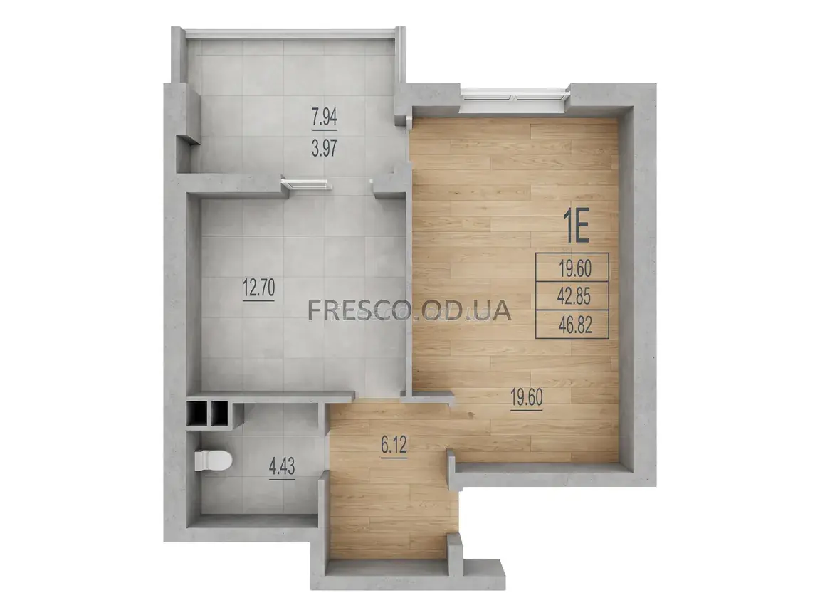 1-room apartment · 46.82 m² · RosenTal