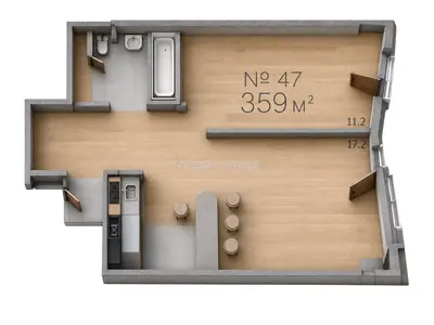Однокомнатная · 36.1 м² · ЖК Рю МЕНАР (Rue Menars)