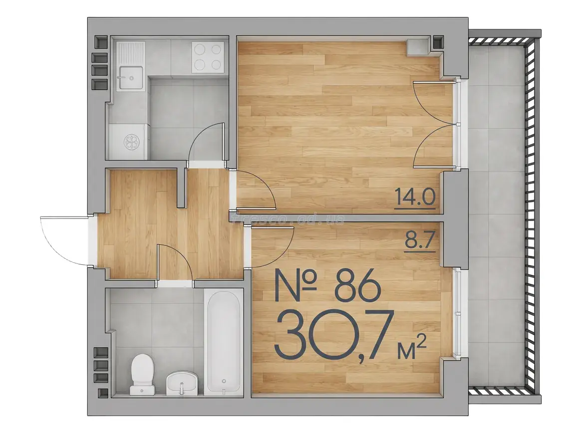 1-room apartment · 31.1 m² · Rue Menars