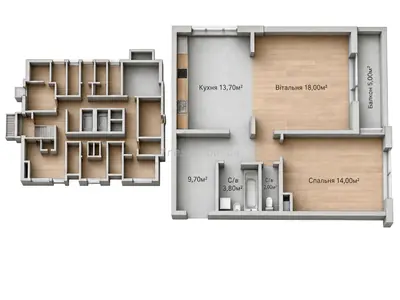 Двухкомнатная · 62.7 м² · ЖК Sky City