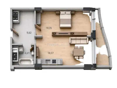 One-bedroom · 56.18 m² · UNITY TOWERS